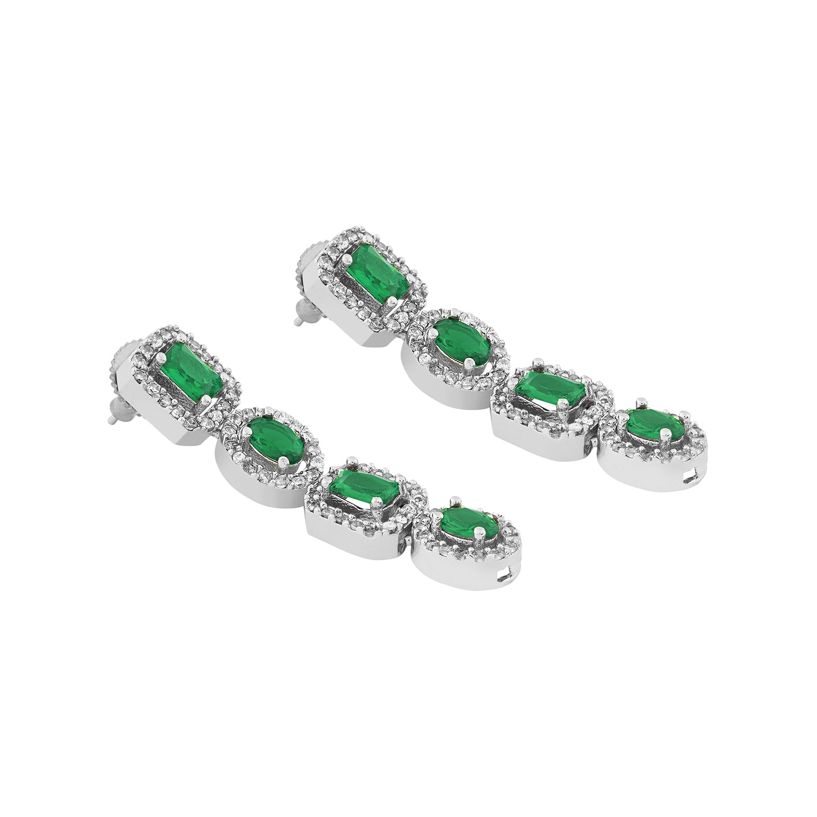Teejh Elysia Silver and Green stone Necklace set