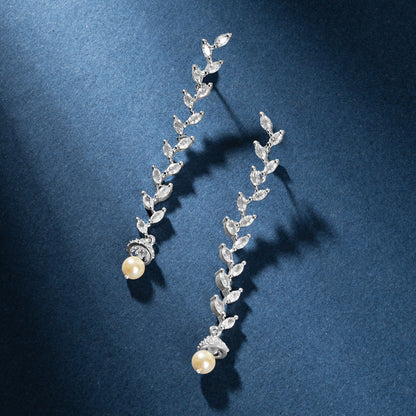 Teejh Shimmera Silver and White Earrings