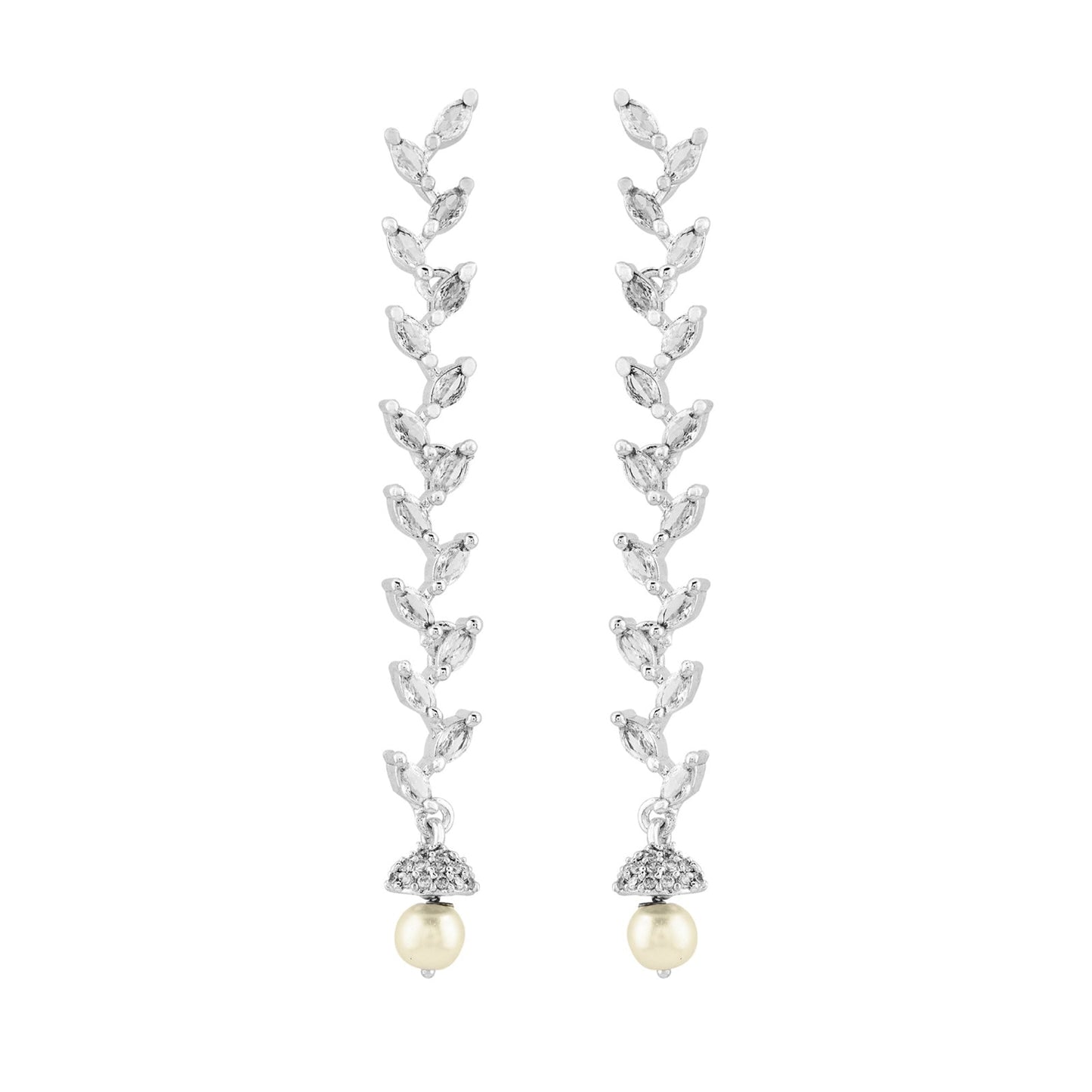 Teejh Shimmera Silver and White Earrings