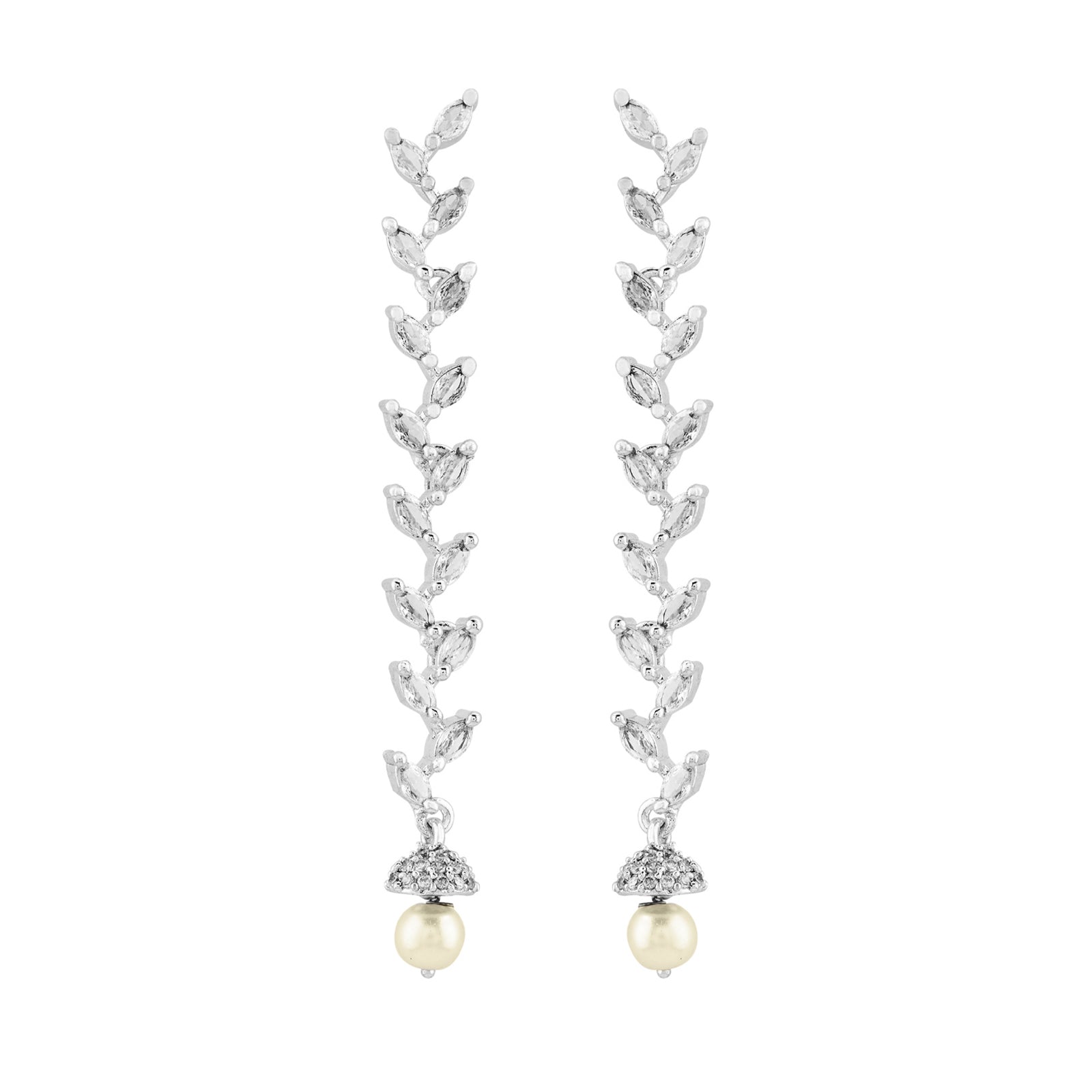 Teejh Shimmera Silver and White Earrings