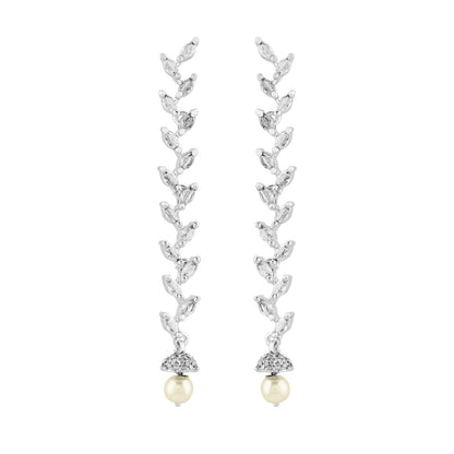 Teejh Shimmera Silver and White Earrings