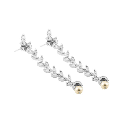 Teejh Shimmera Silver and White Earrings