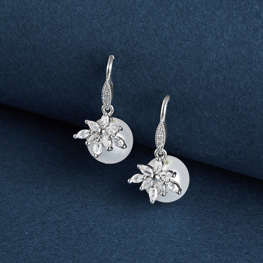 Teejh Aura Silver and White Pearl Earrings