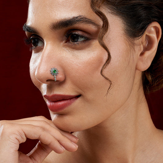 Teejh Afsana Green Stone Press on Nosepin