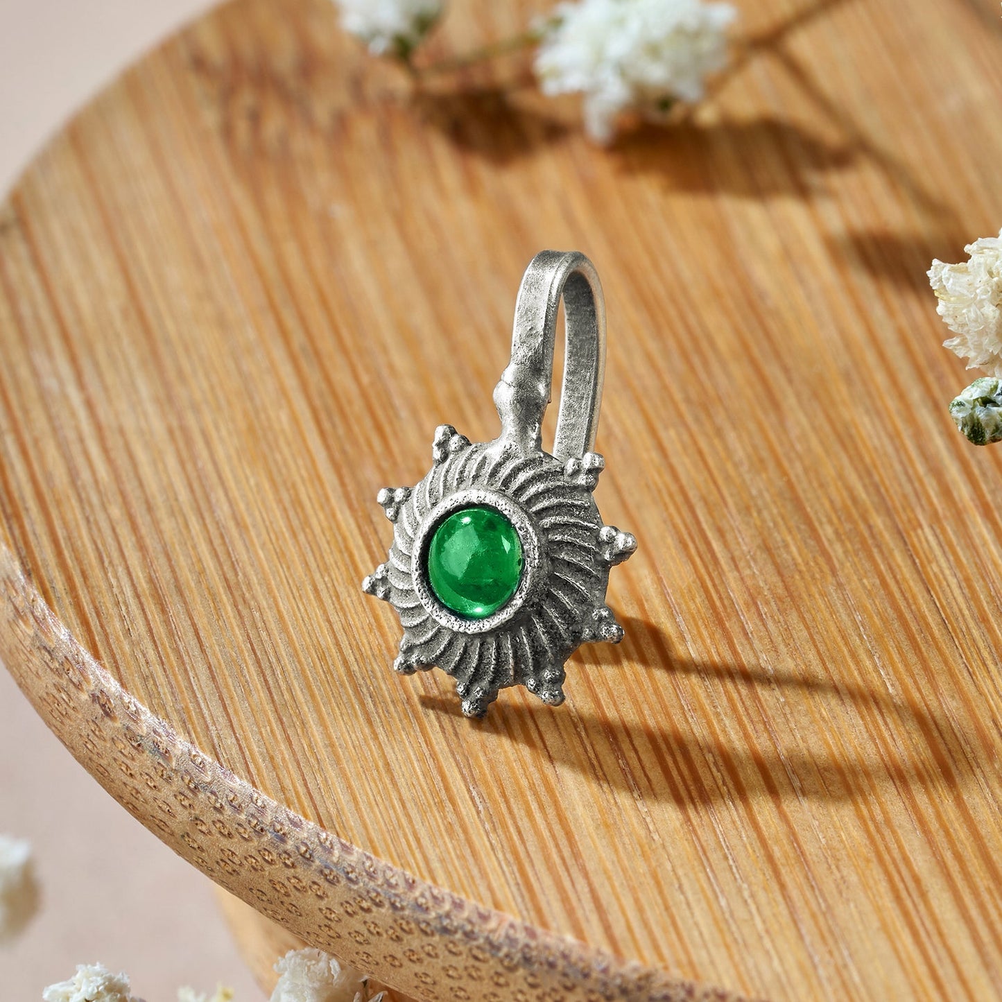 Teejh Afsana Green Stone Press on Nosepin
