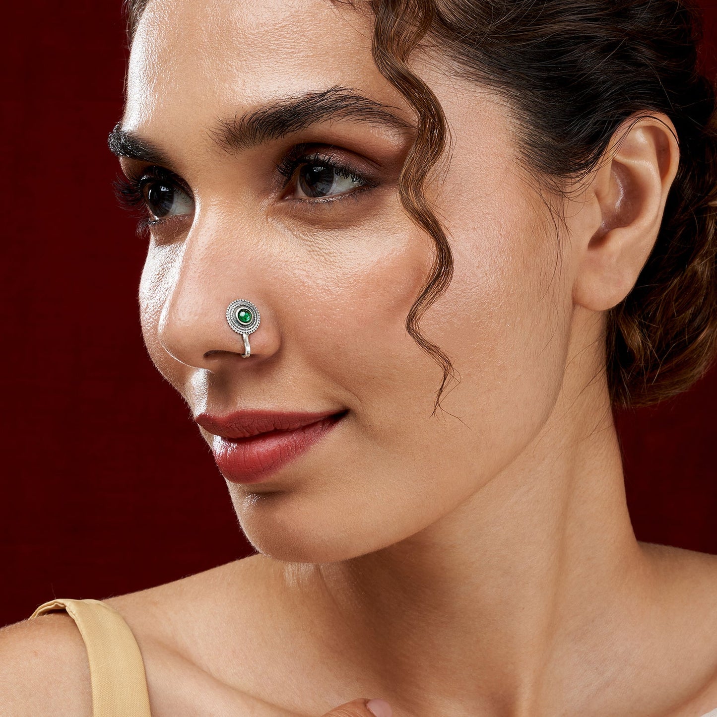 Teejh Vanika Green Stone Press on Nosepin