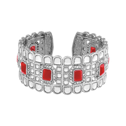 Teejh Kaarvi Red stone Silver Bracelet
