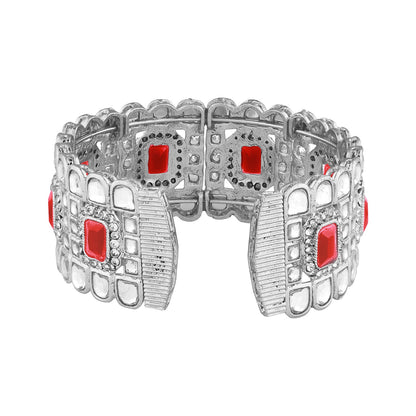 Teejh Kaarvi Red stone Silver Bracelet
