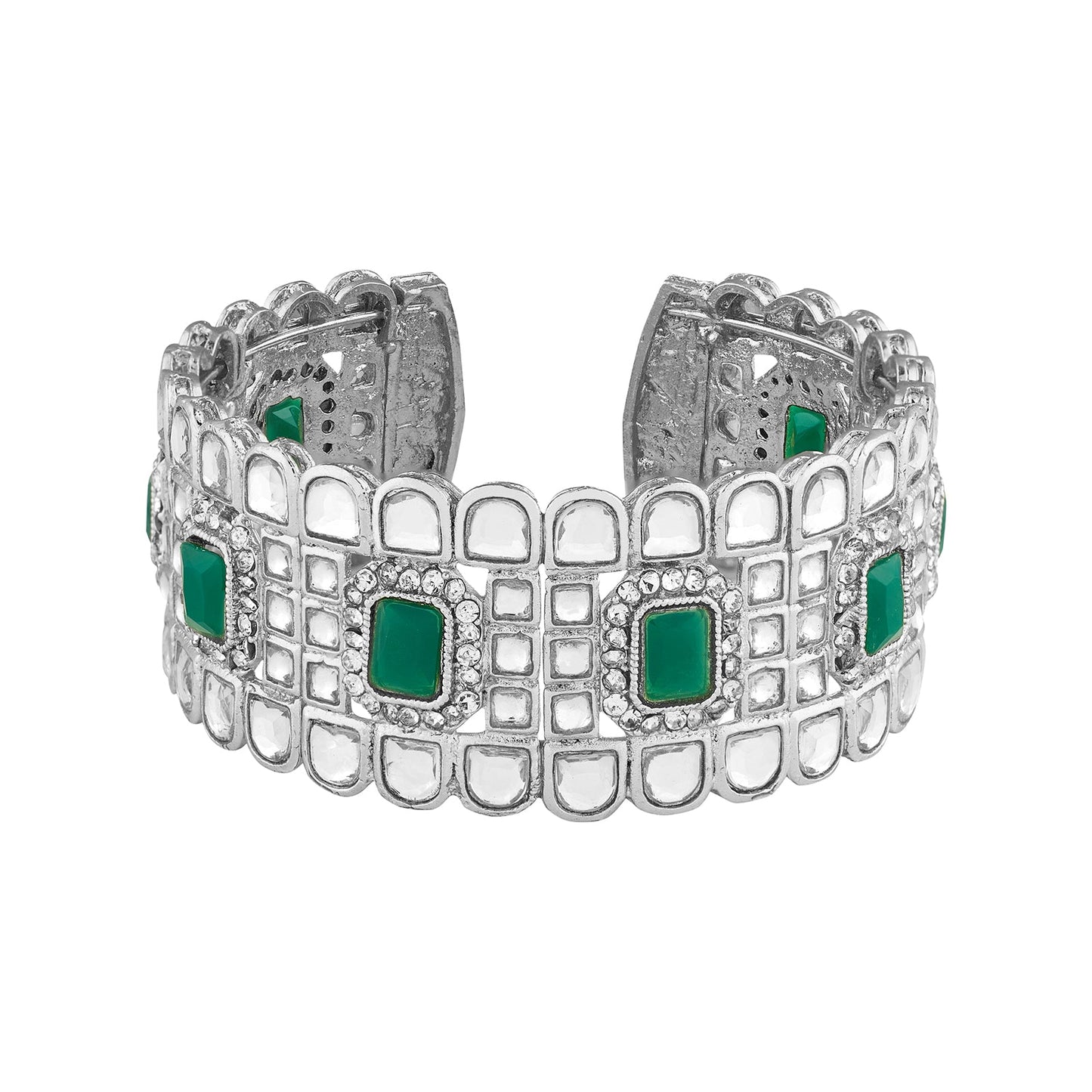 Teejh Kaarvi Green stone Silver Bracelet