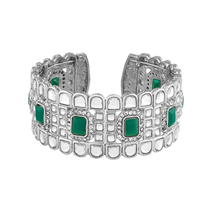 Teejh Kaarvi Green stone Silver Bracelet