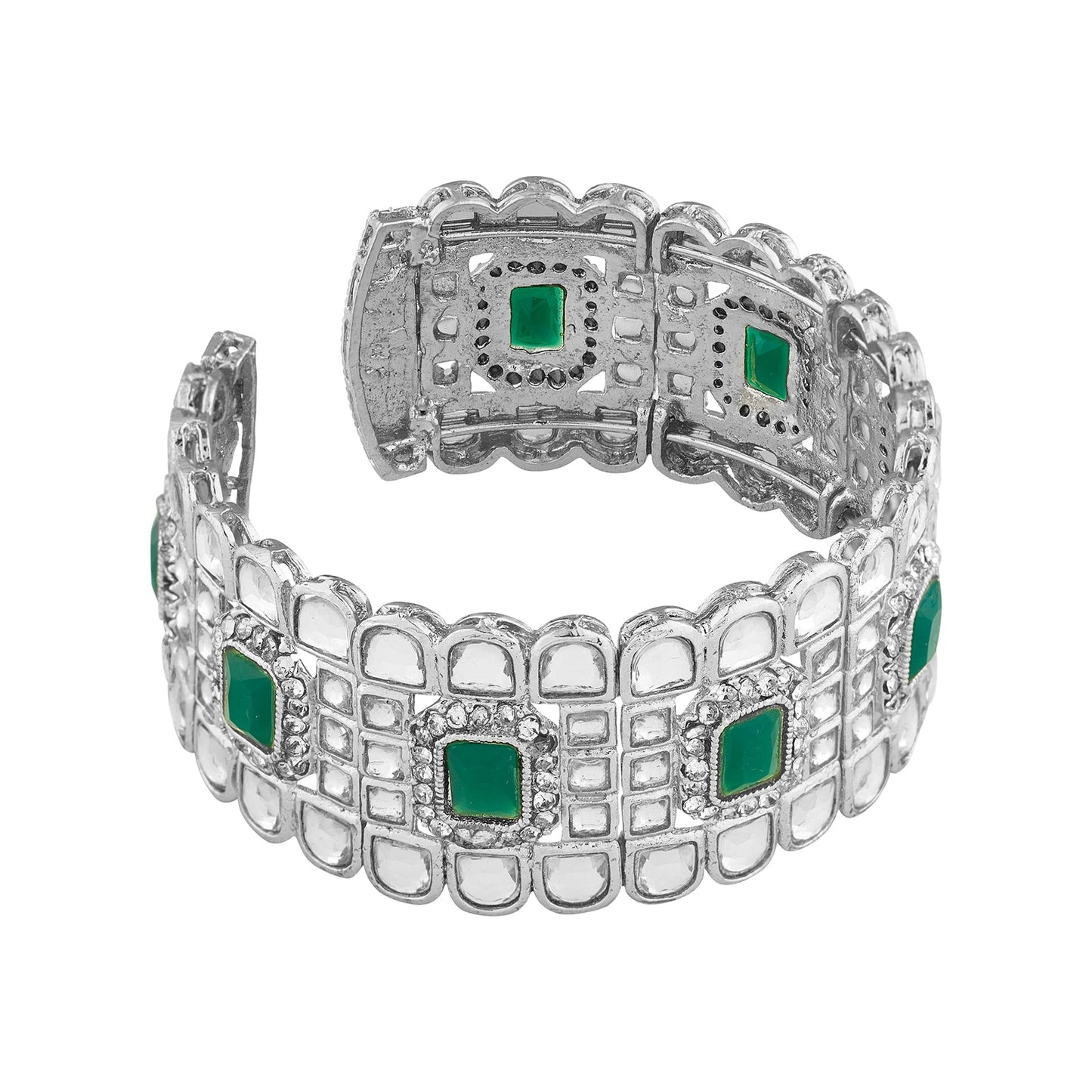 Teejh Kaarvi Green stone Silver Bracelet