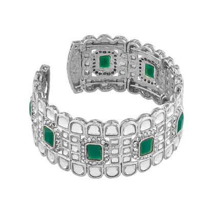 Teejh Kaarvi Green stone Silver Bracelet