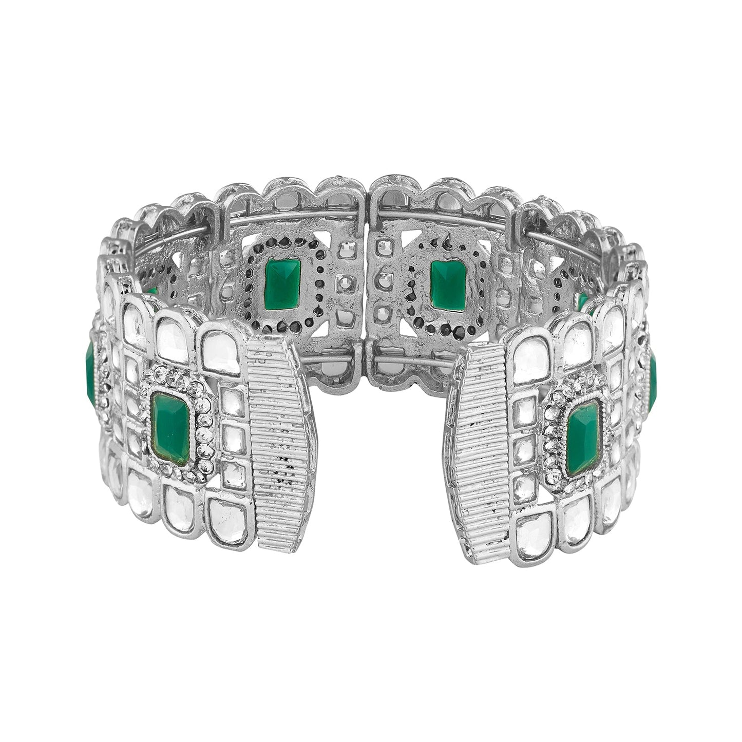 Teejh Kaarvi Green stone Silver Bracelet