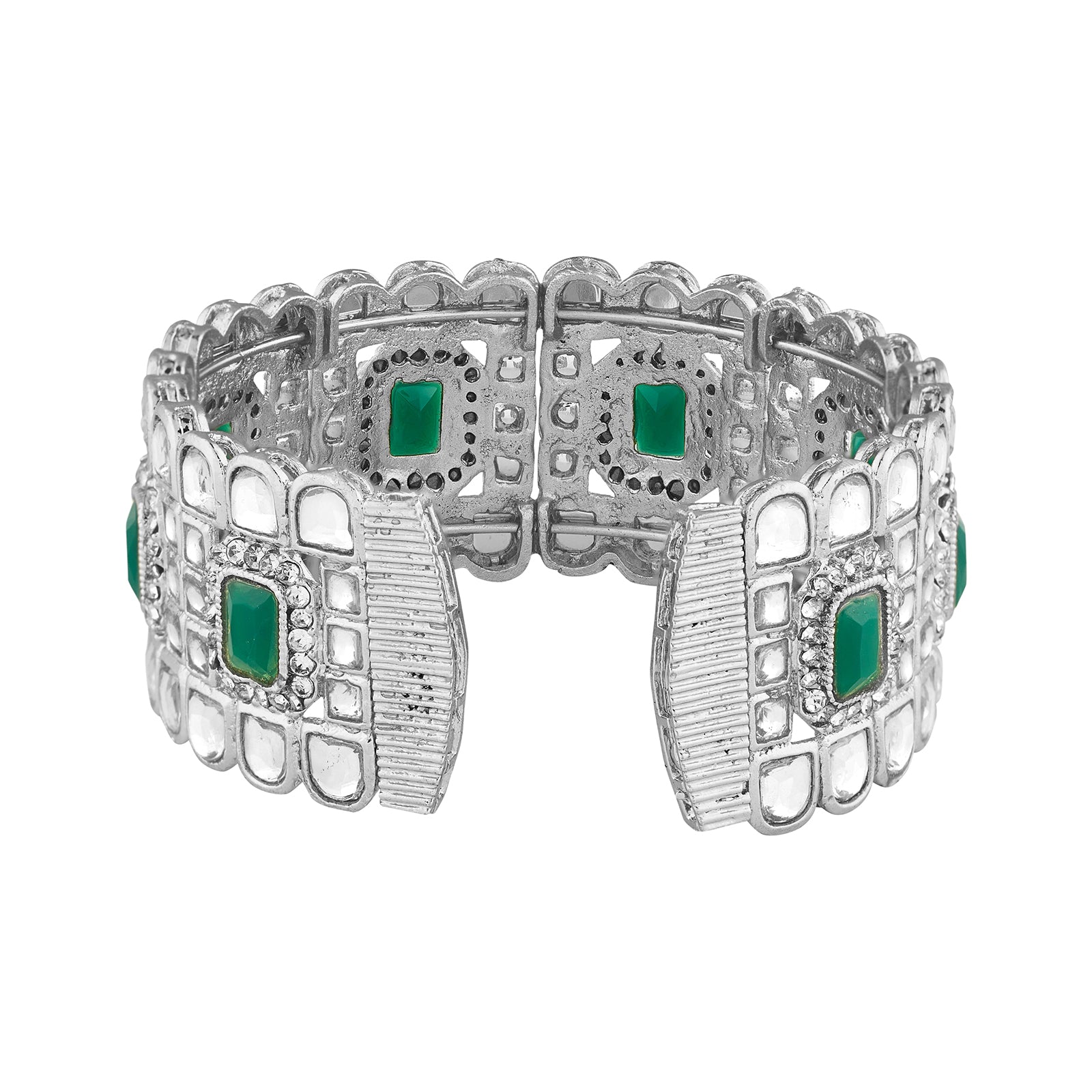 Teejh Kaarvi Green stone Silver Bracelet