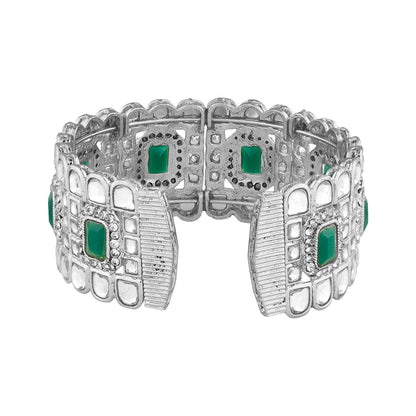 Teejh Kaarvi Green stone Silver Bracelet