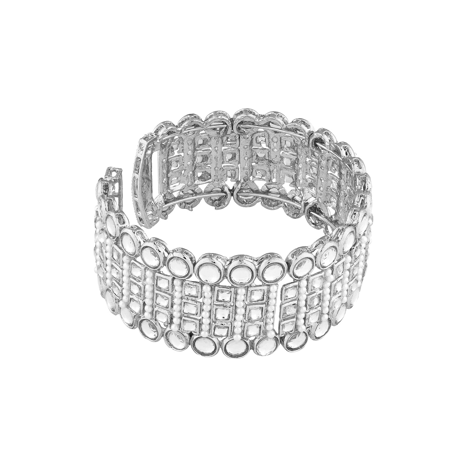 Teejh Jaisvi Silver Polki Bracelet