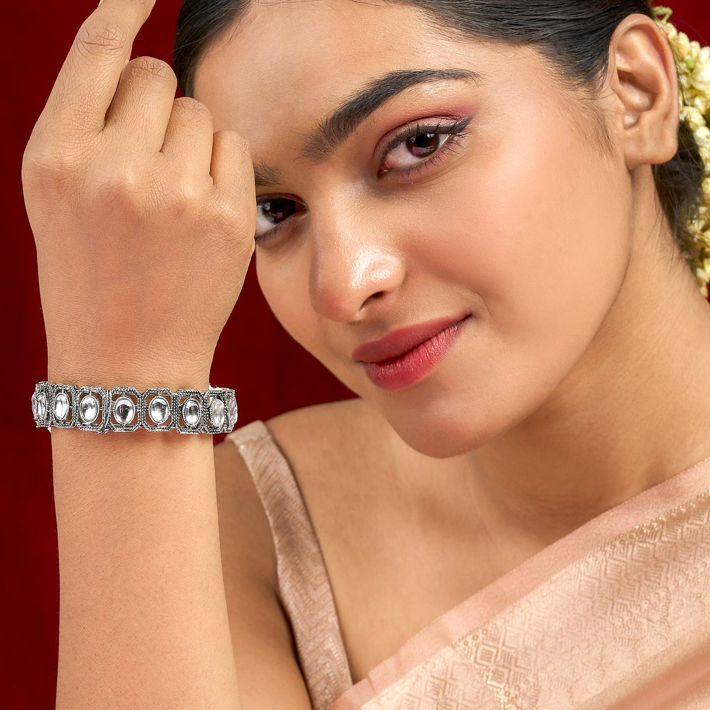 Teejh Dviti Silver Polki Bracelet