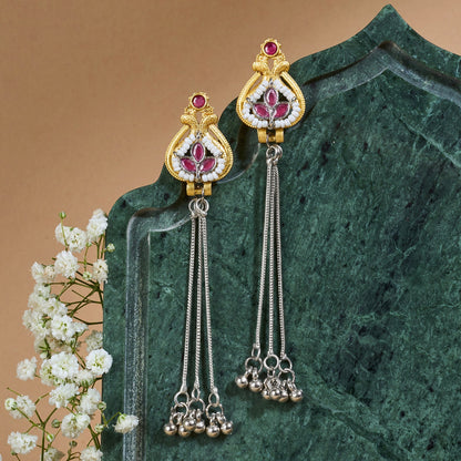Teejh Aureya Red Dual tone Danglers