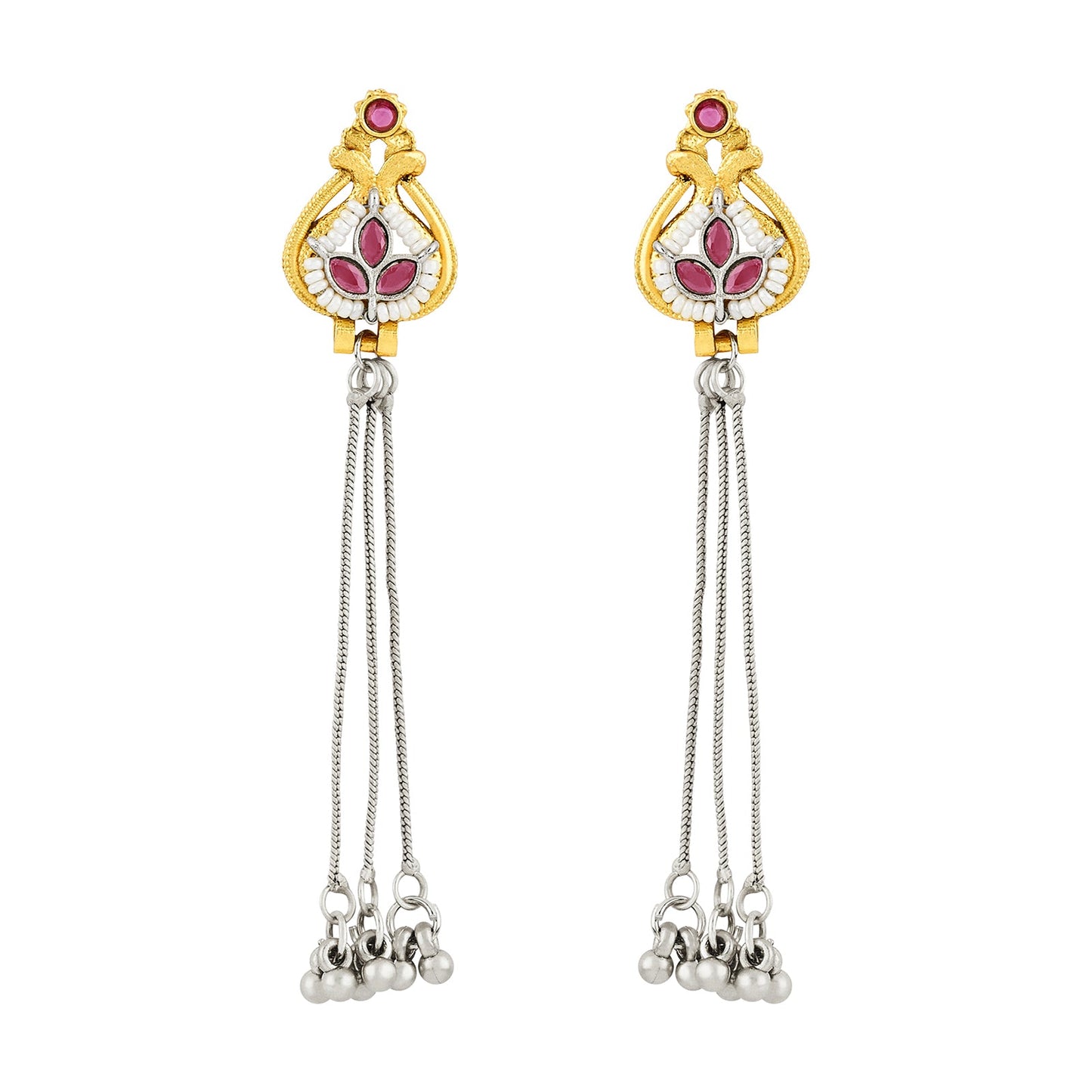 Teejh Aureya Red Dual tone Danglers