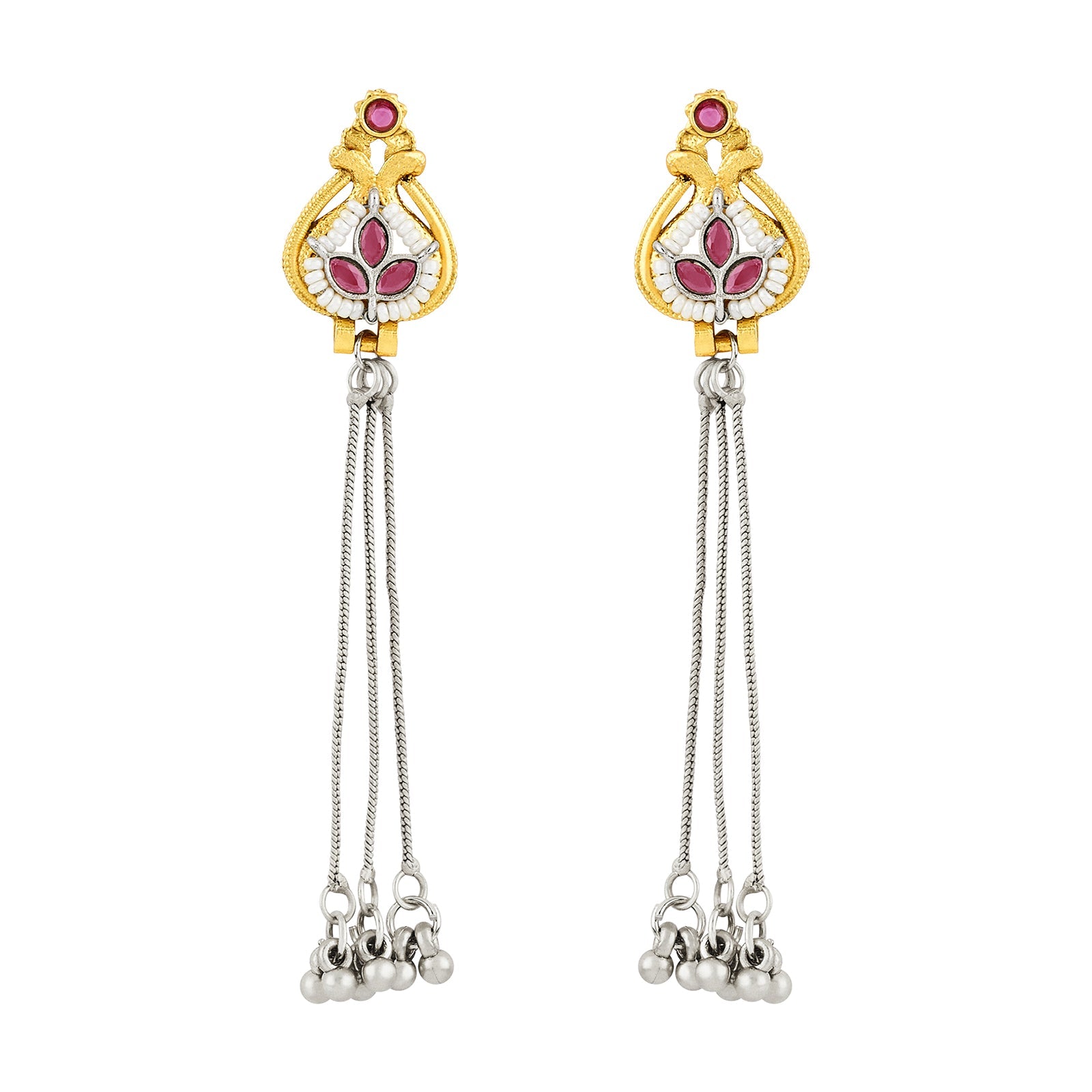Teejh Aureya Red Dual tone Danglers