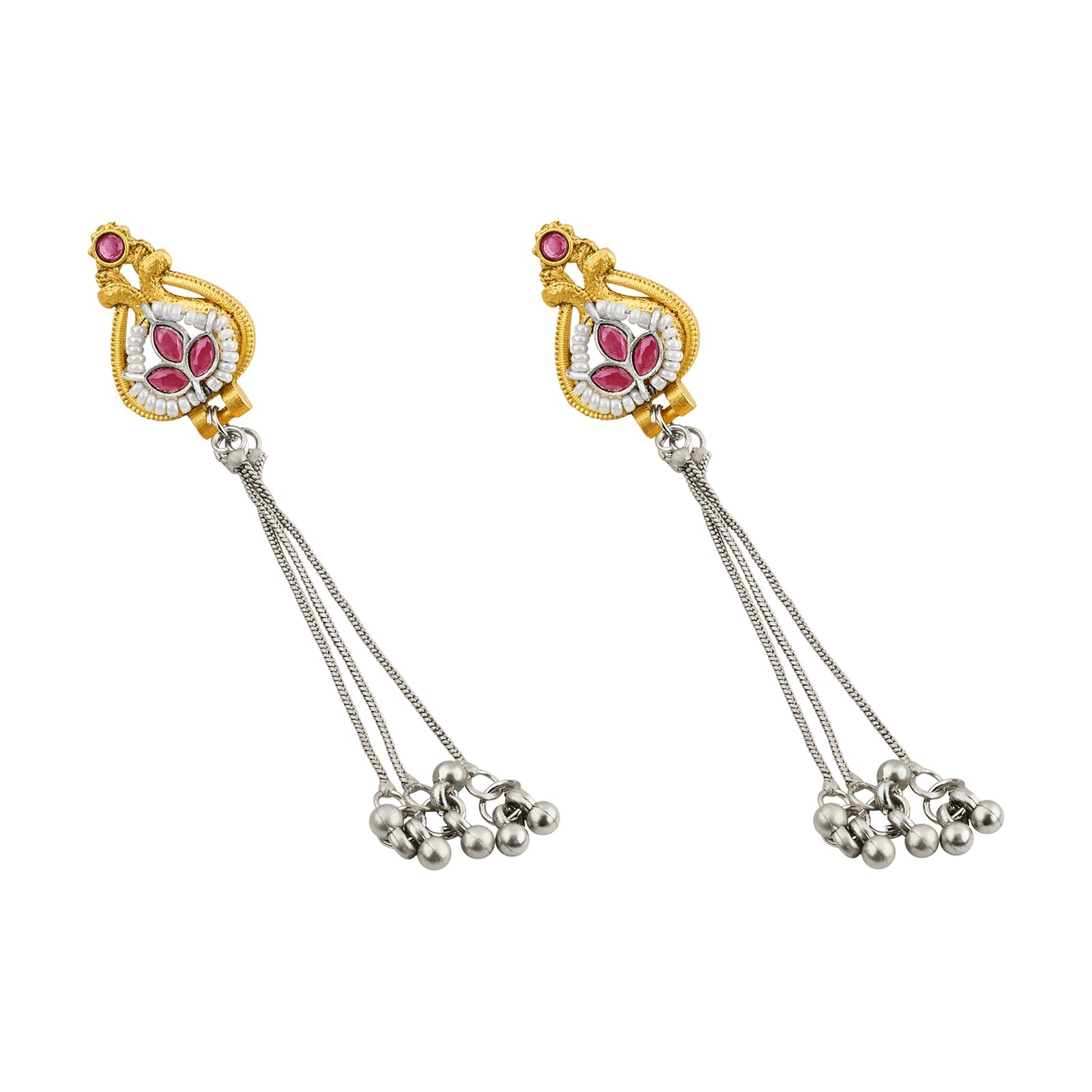 Teejh Aureya Red Dual tone Danglers