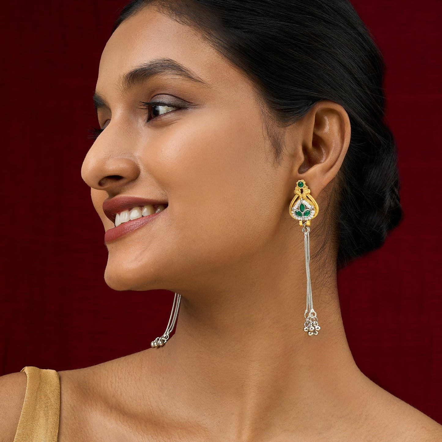 Teejh Aureya Green Dual tone Danglers