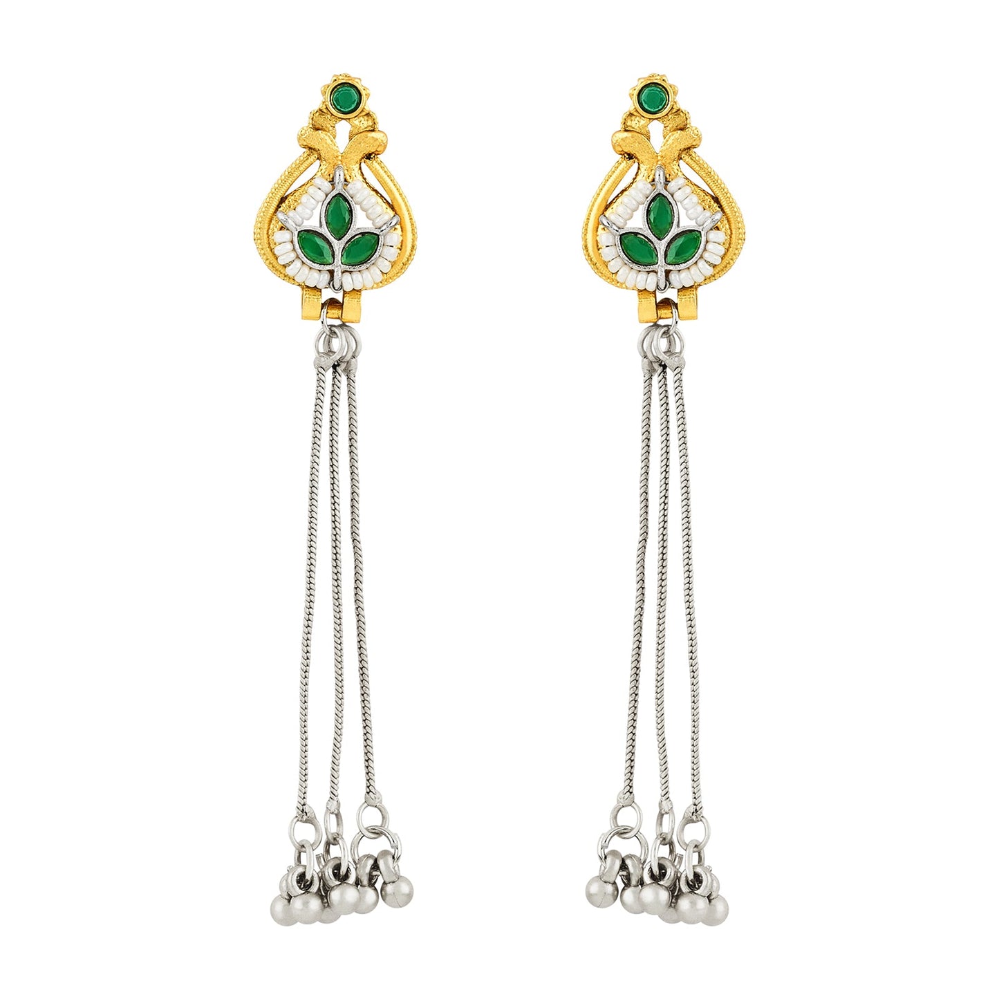 Teejh Aureya Green Dual tone Danglers