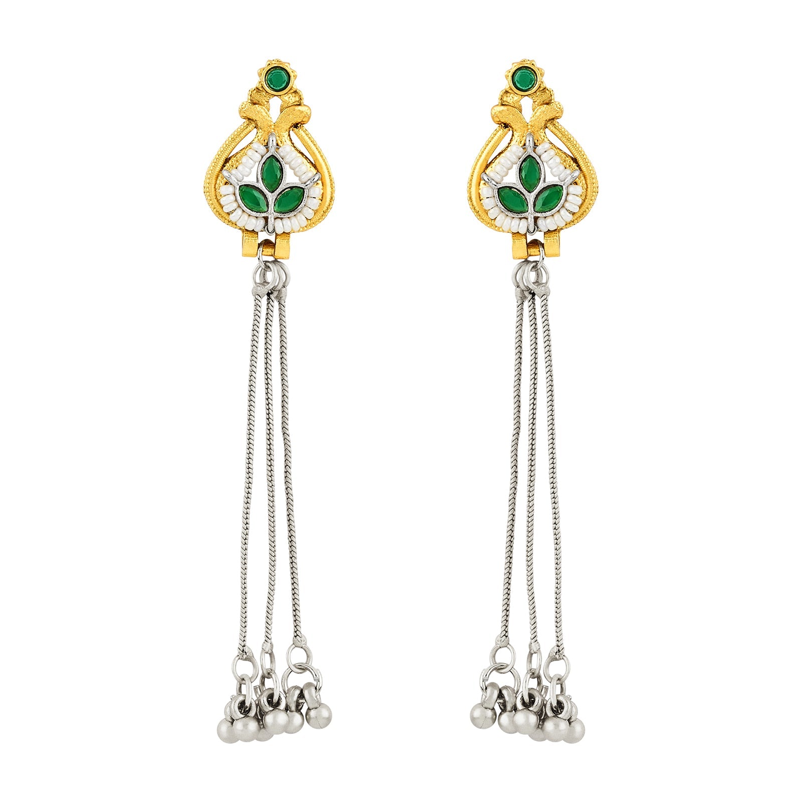 Teejh Aureya Green Dual tone Danglers