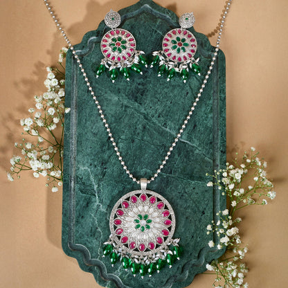 Teejh Rupika Beaded Silver Necklace Set