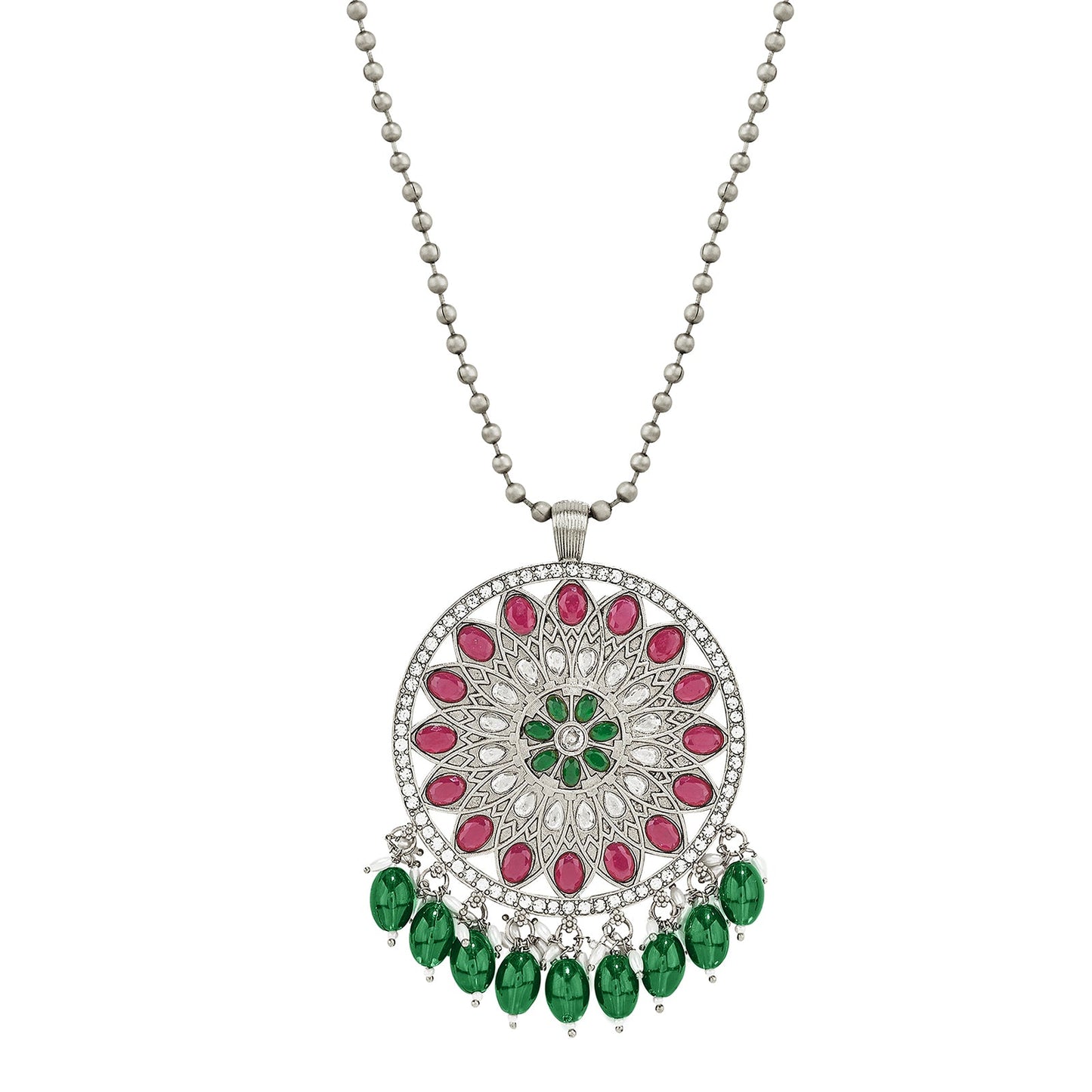 Teejh Rupika Beaded Silver Necklace Set
