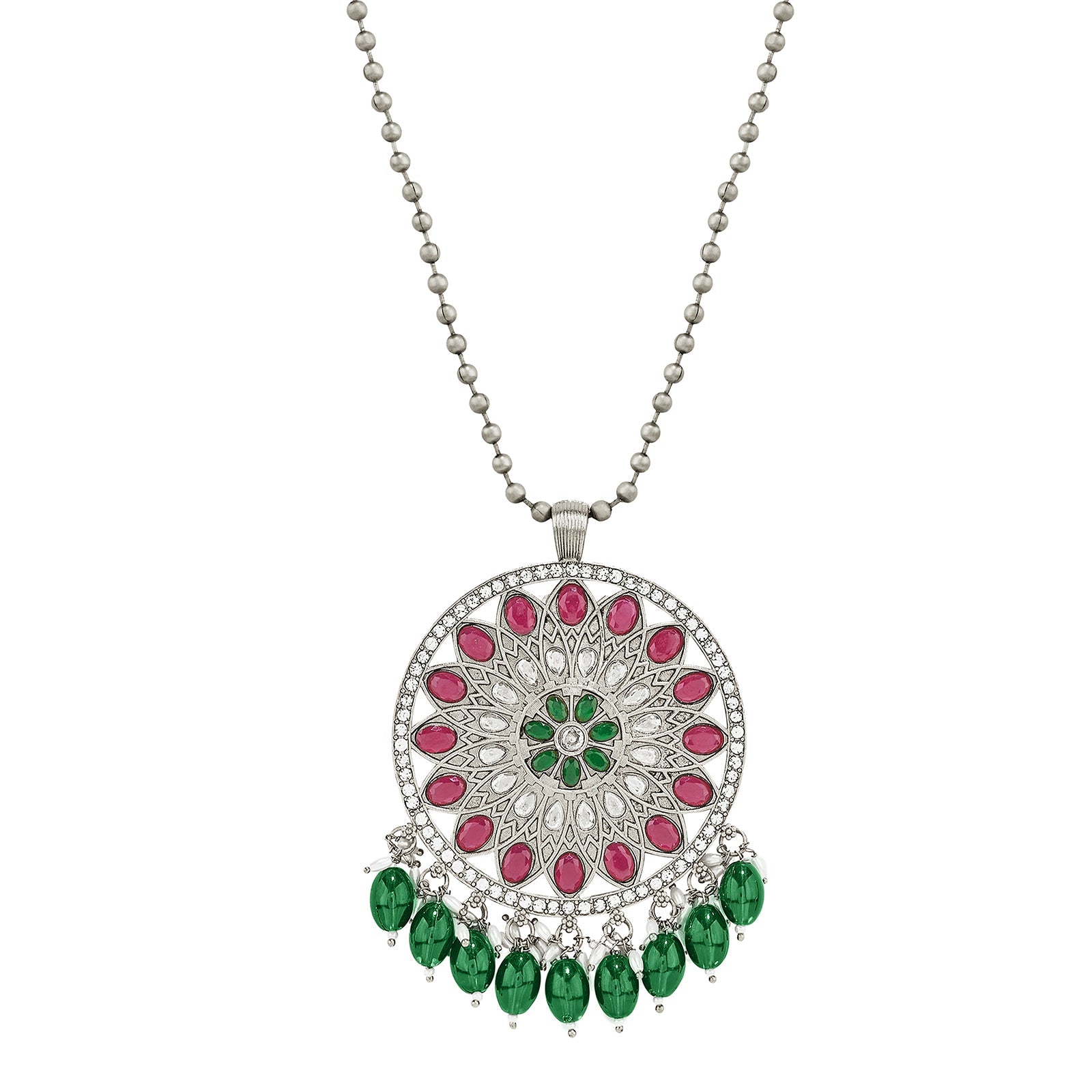 Teejh Rupika Beaded Silver Necklace Set