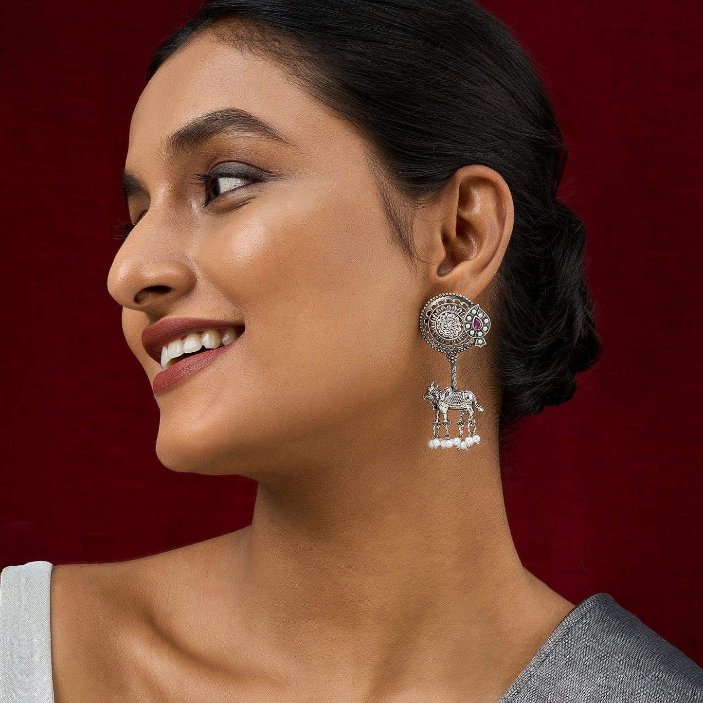 Teejh Dyuti Silver Danglers