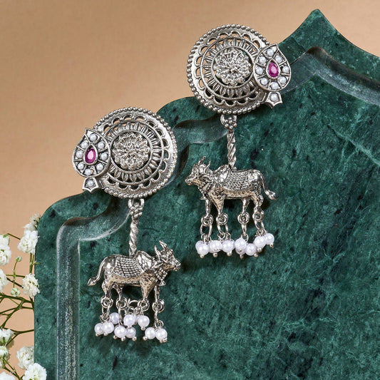 Teejh Dyuti Silver Danglers