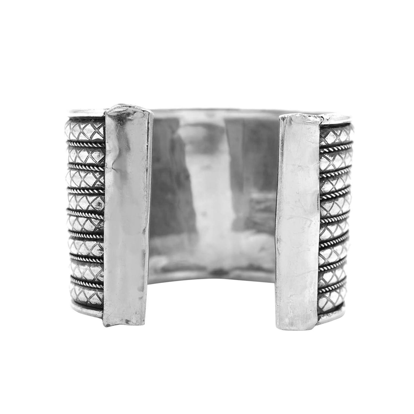 Zia Embossed Silver Oxidized Bracelet Cuff - Teejh