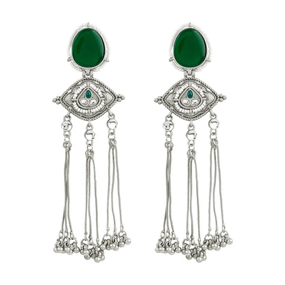 Teejh Kanira Green Silver Dangler Earrings