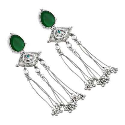 Teejh Kanira Green Silver Dangler Earrings