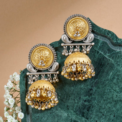 Teejh Svar Dual Tone Ghungroo Jhumka