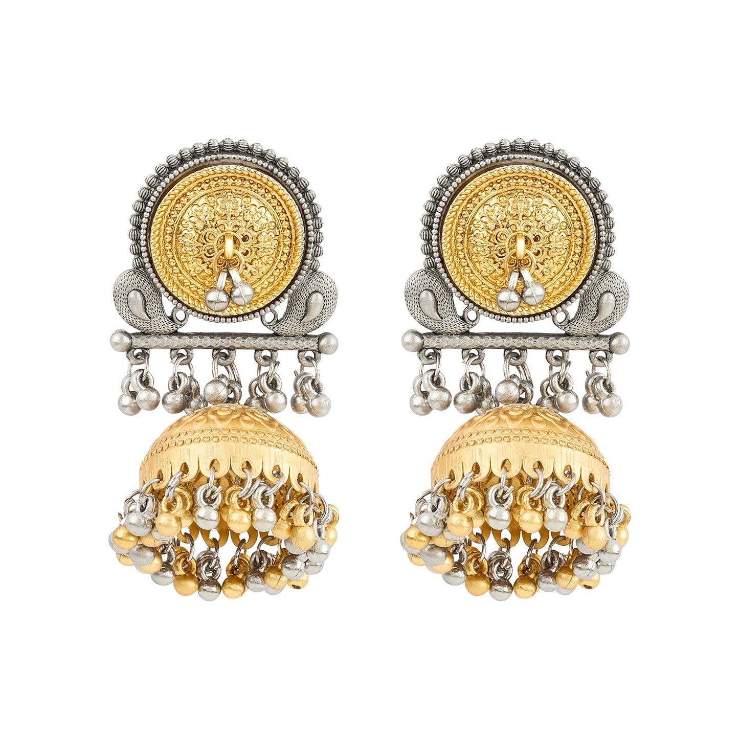 Teejh Svar Dual Tone Ghungroo Jhumka