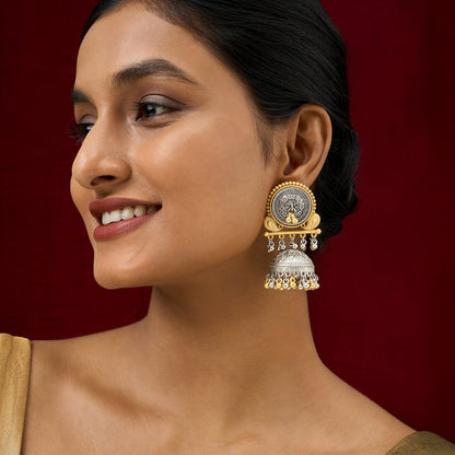 Teejh Zvarna Dual Tone Ghungroo Jhumka