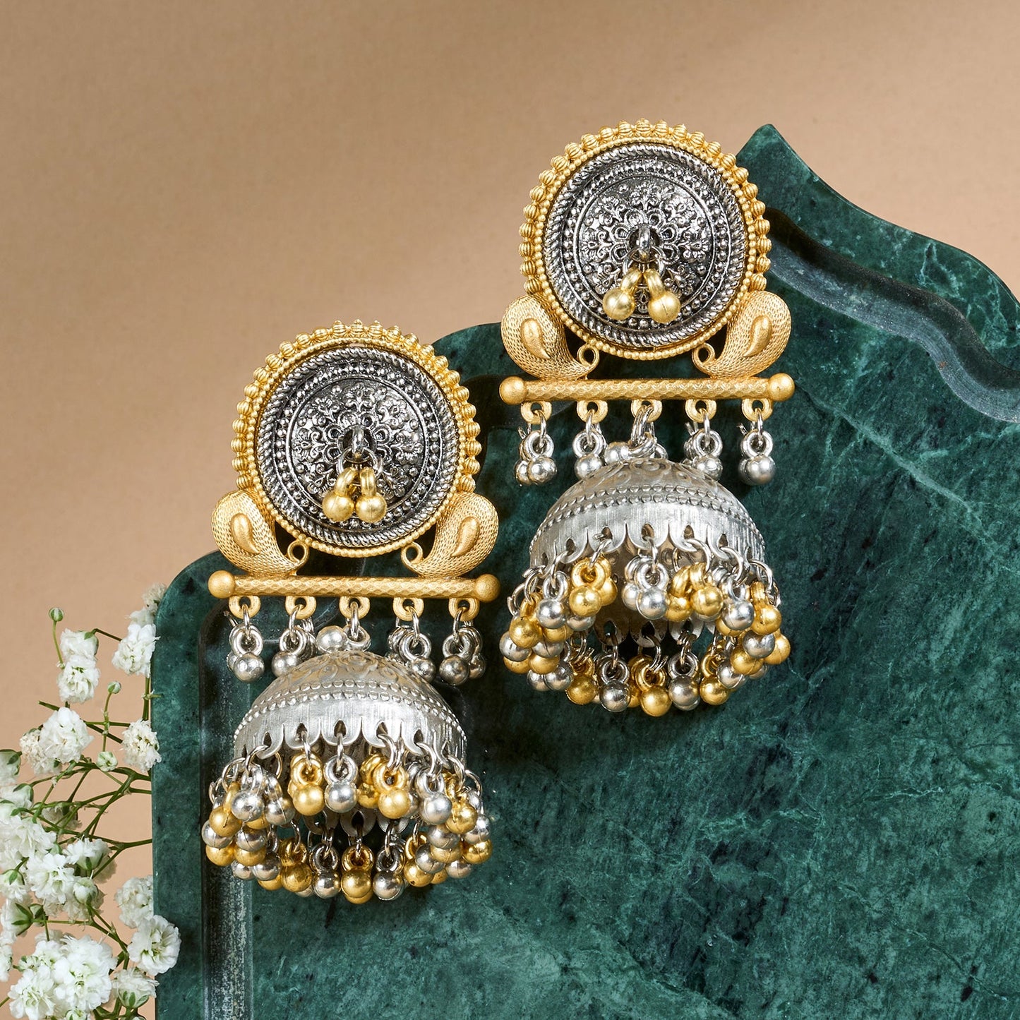 Teejh Zvarna Dual Tone Ghungroo Jhumka