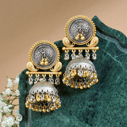Teejh Zvarna Dual Tone Ghungroo Jhumka