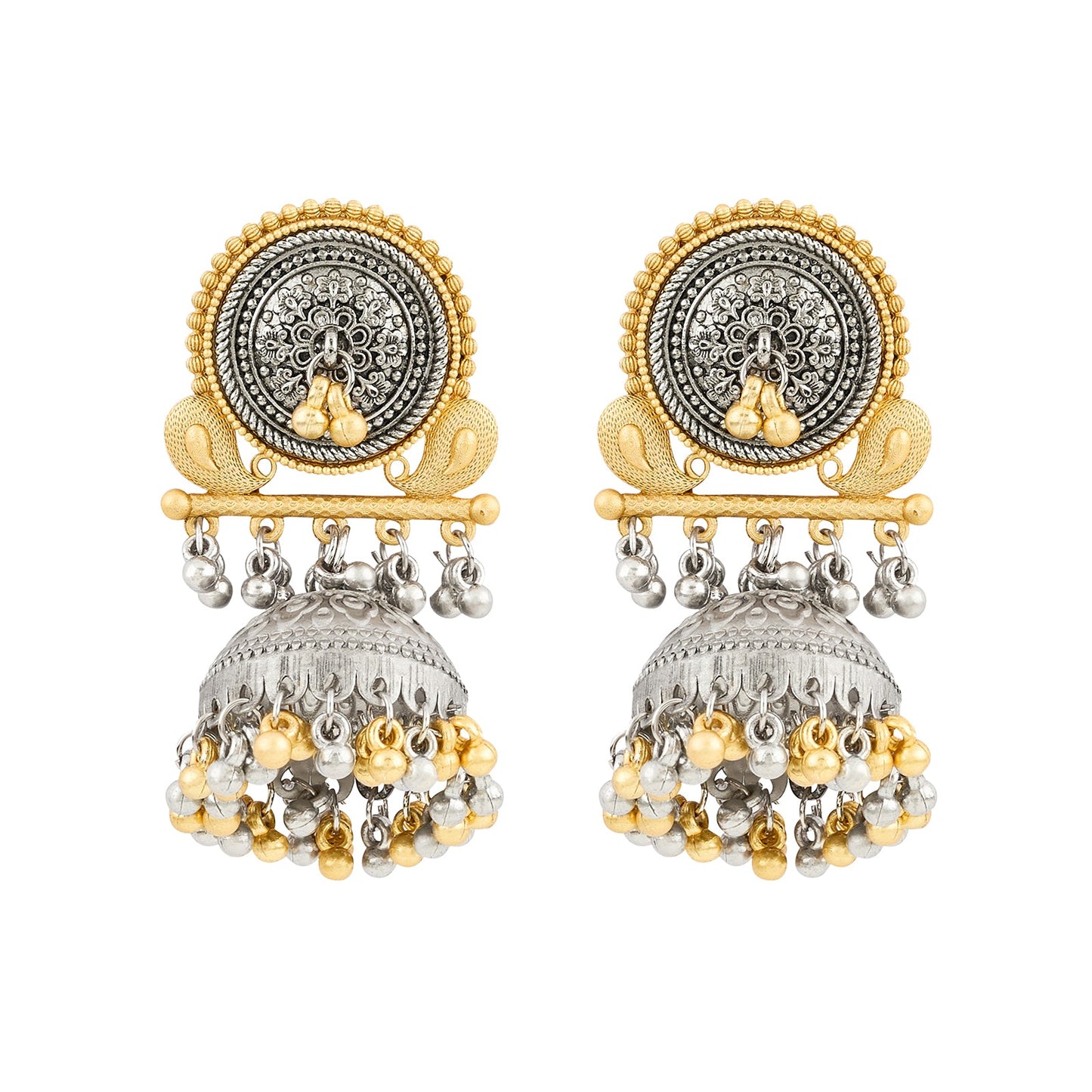 Teejh Zvarna Dual Tone Ghungroo Jhumka