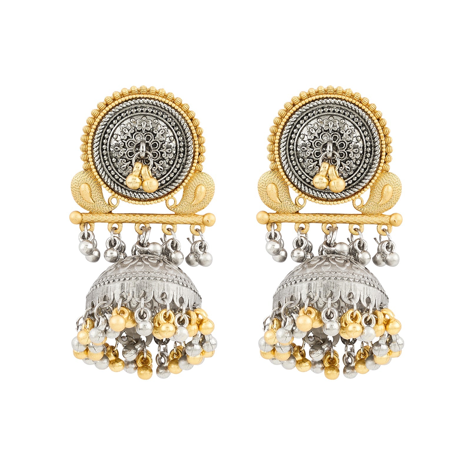 Teejh Zvarna Dual Tone Ghungroo Jhumka