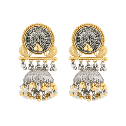 Teejh Zvarna Dual Tone Ghungroo Jhumka