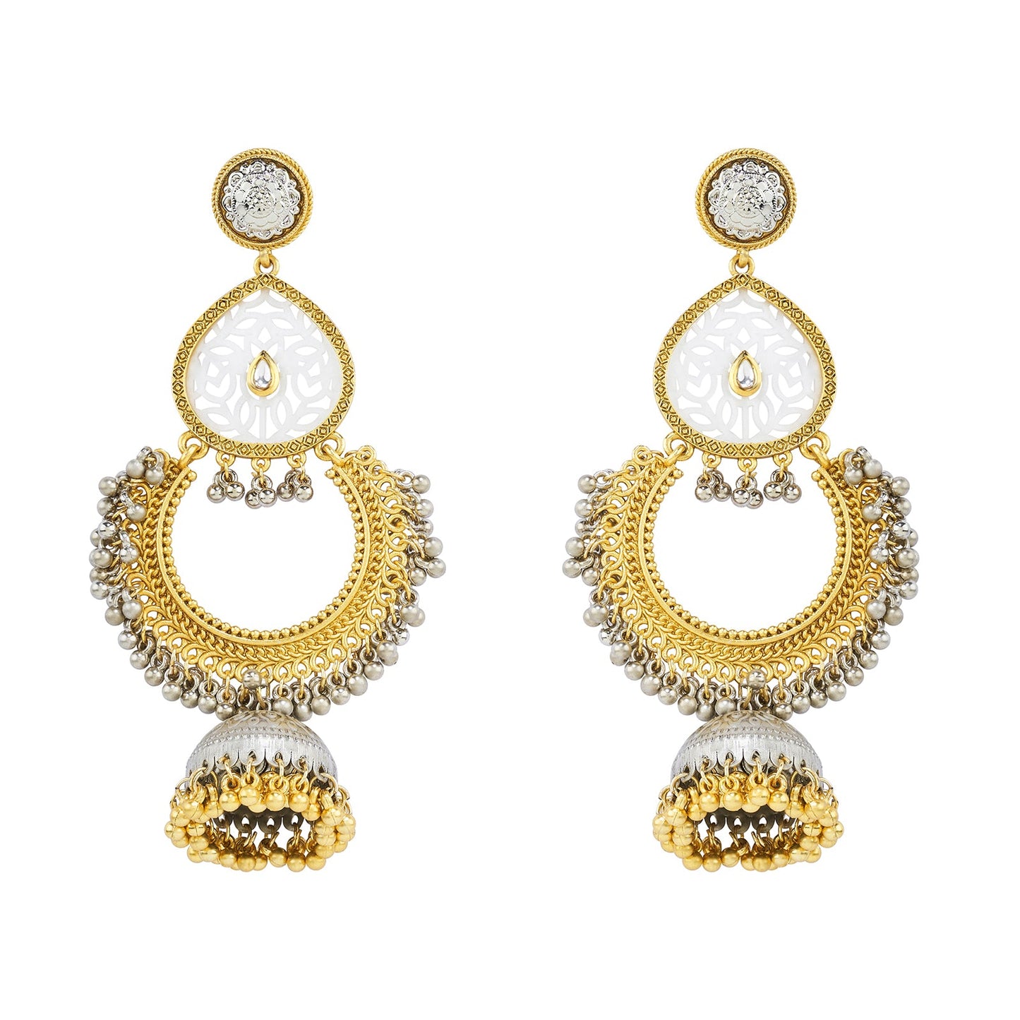 Teejh Oro Dual Tone Ghungroo Chandbali