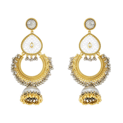 Teejh Oro Dual Tone Ghungroo Chandbali