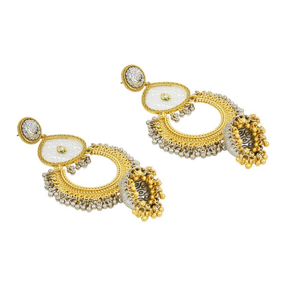 Teejh Oro Dual Tone Ghungroo Chandbali
