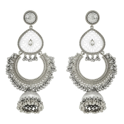 Teejh Oro Silver Ghungroo Chandbali