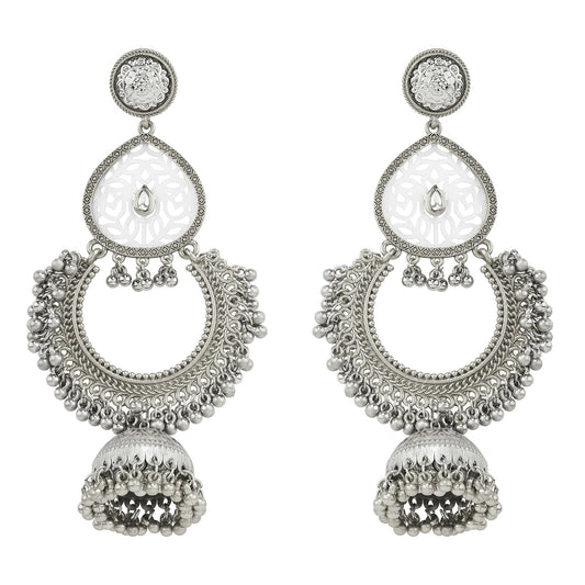 Teejh Oro Silver Ghungroo Chandbali