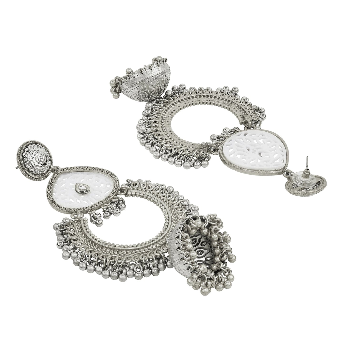 Teejh Oro Silver Ghungroo Chandbali